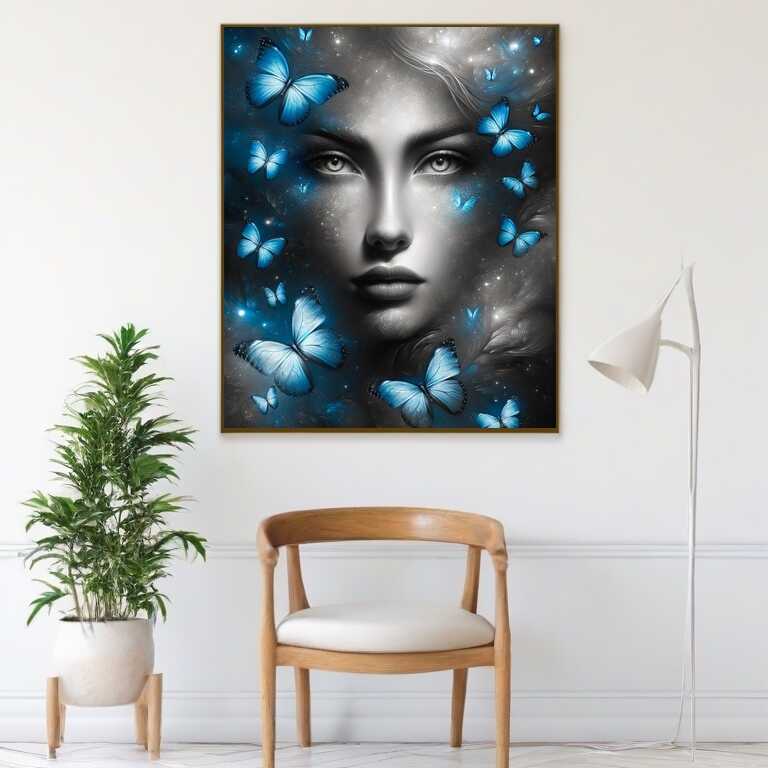 Paint by Numbers - Woman, blue butterflies
