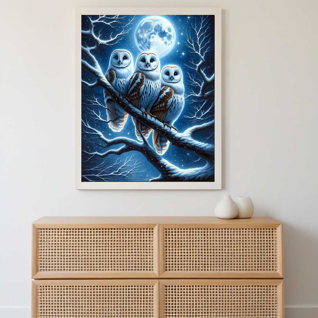 Paint by Numbers - Owl Family at Night