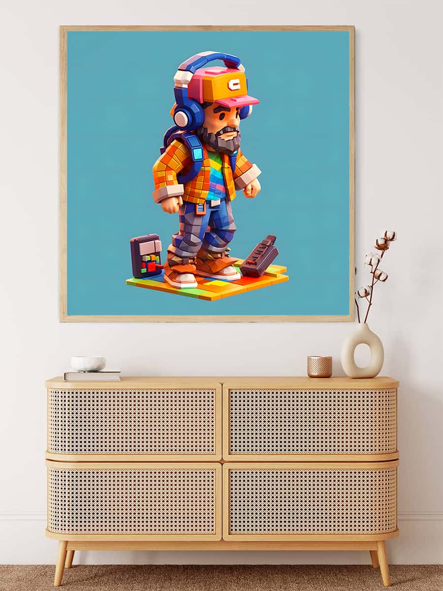 Malen nach Zahlen - Mann Pixelart - hochwertige Leinwand - 170523, Abstrakt, Neu eingetroffen, Quadratisch, Retro