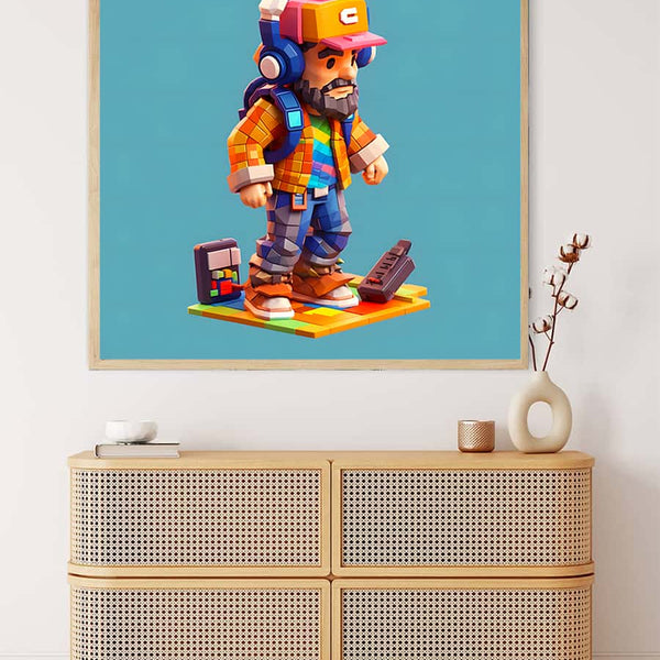 Malen nach Zahlen - Mann Pixelart - hochwertige Leinwand - 170523, Abstrakt, Neu eingetroffen, Quadratisch, Retro