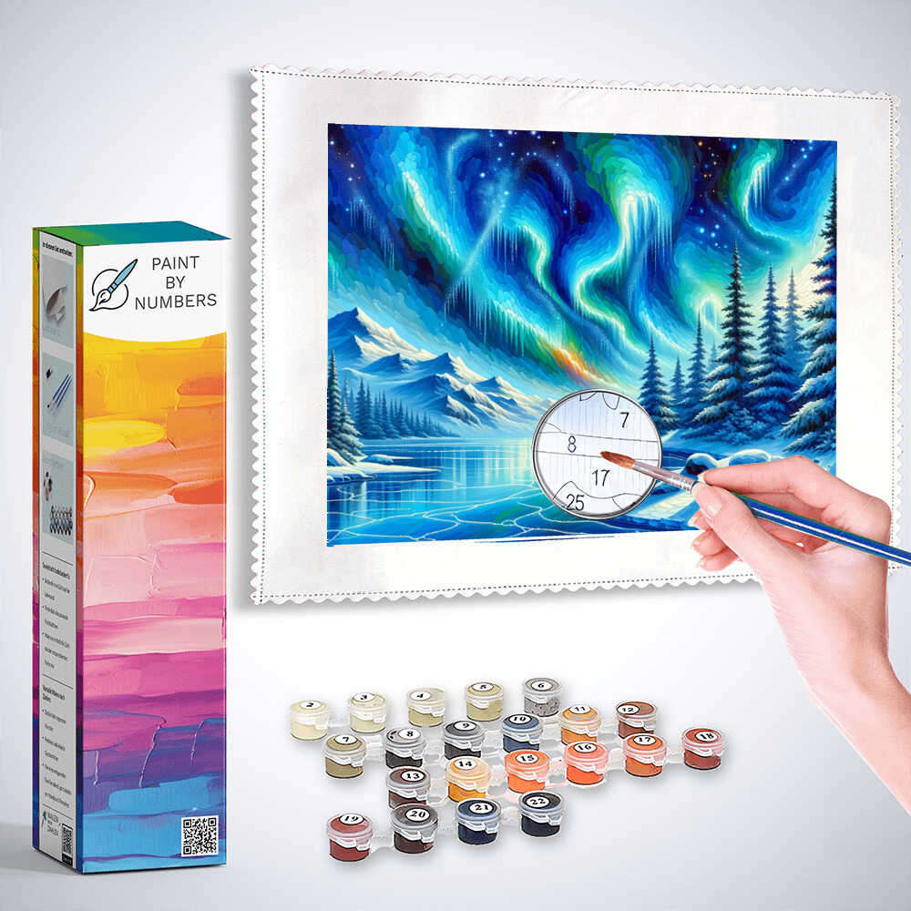 Paint by Numbers - Polar Lights in Blue