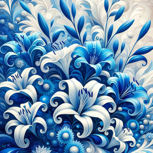 Paint by Numbers - Bouquet of flowers in blue