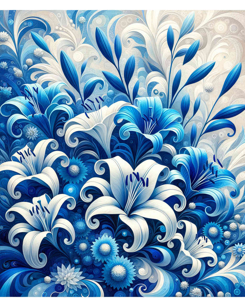 Paint by Numbers - Bouquet of flowers in blue