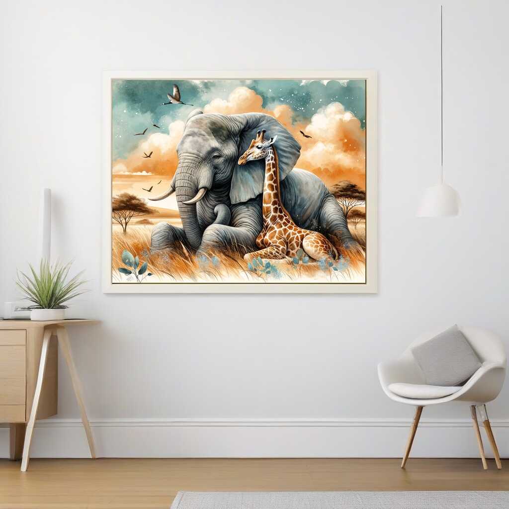 Elephant & giraffe, friends - Paint by Numbers