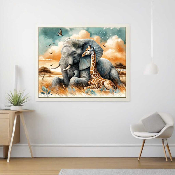 Elephant & giraffe, friends - Paint by Numbers