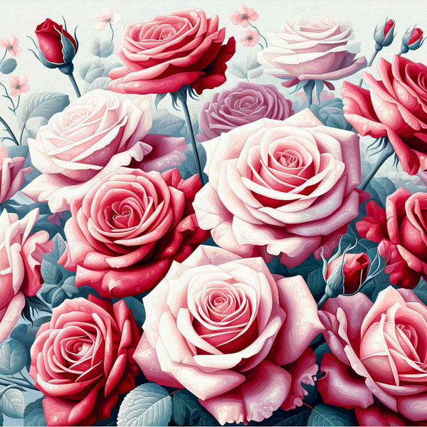 Paint by Numbers - Rose arrangement in red and pink