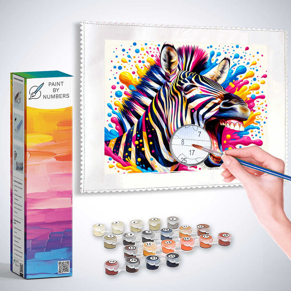 Zebra sideways, laughs - Paint by Numbers