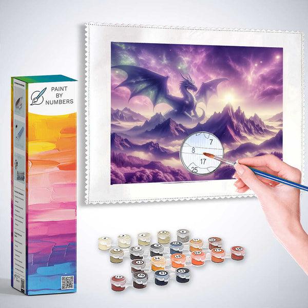 Paint by Numbers - Dragon, purple sky