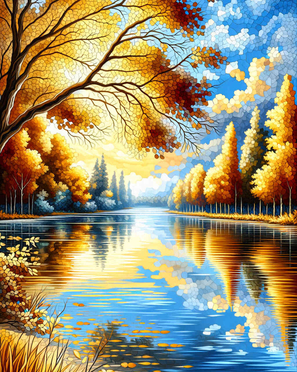Paint by Numbers - Autumn landscape, lake