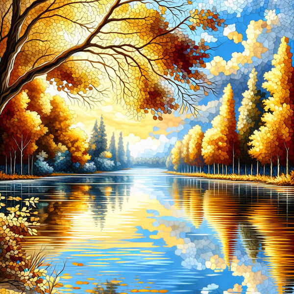 Paint by Numbers - Autumn landscape, lake