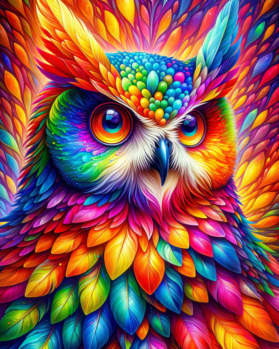 Rainbow owl - Paint by Numbers
