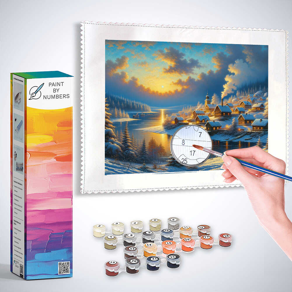 Winter landscape, village - Paint by Numbers