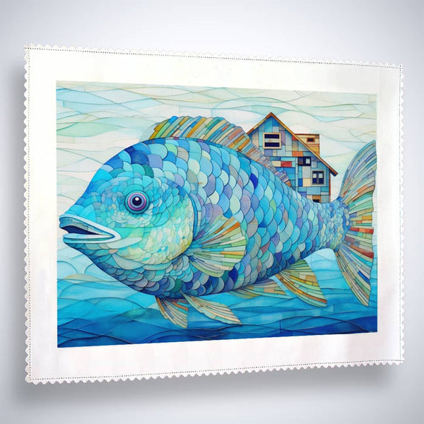 Fisch, Blaue Farben - Malen nach Zahlen - hochwertige Leinwand - Abstrakt, Bestseller, einhorn, fische, horizontal