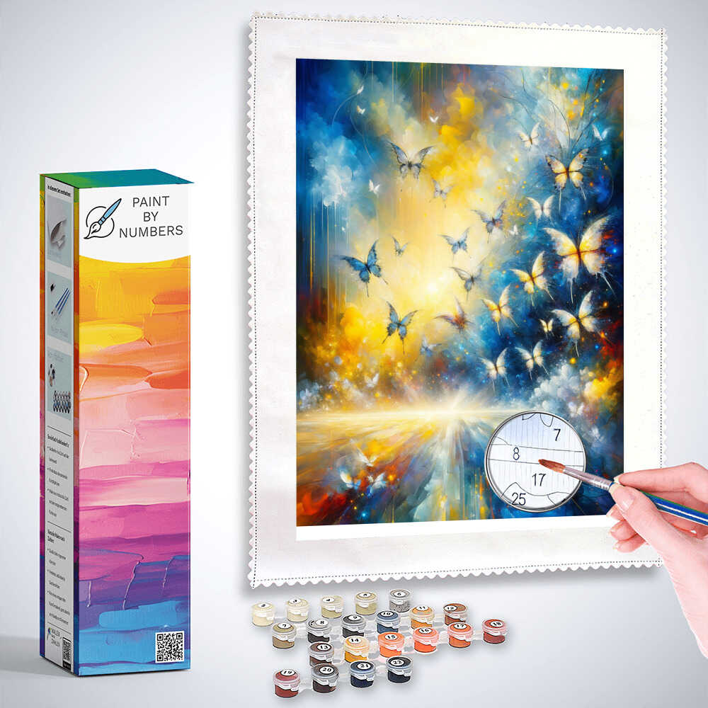 Paint by Numbers - Blue, yellow butterflies