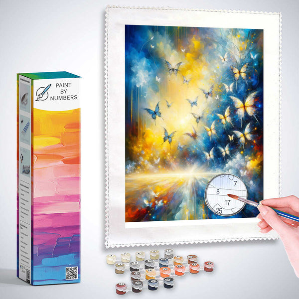 Paint by Numbers - Blue, yellow butterflies