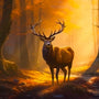 Deer in golden forest at sunset, featured in Diamond Painting Kits – Art that Sparkles! Paint by Numbers arts and crafts.