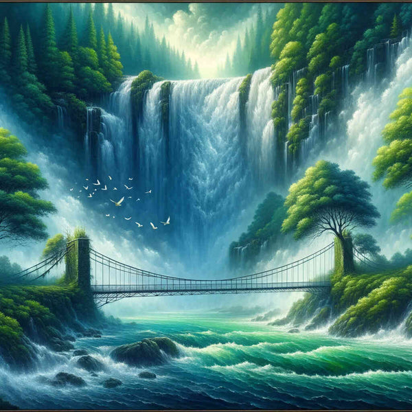 Paint by Numbers - Suspension bridge, waterfall
