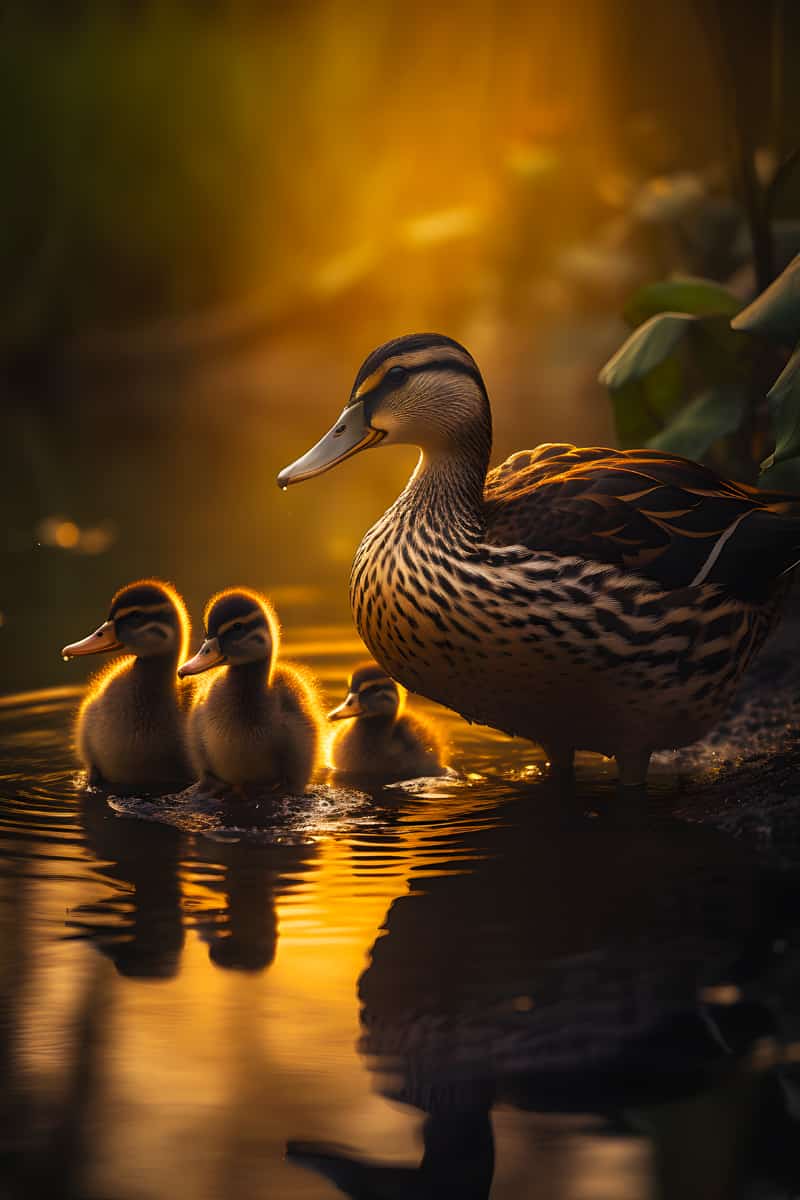 Malen nach Zahlen - Enten goldene Stunde - hochwertige Leinwand - 170523, Enten, Neu eingetroffen, See, Tiere, Vertikal