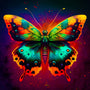 Paint by Numbers Diamond Painting - Butterfly Red with vibrant colors and sparkles on professional canvas.