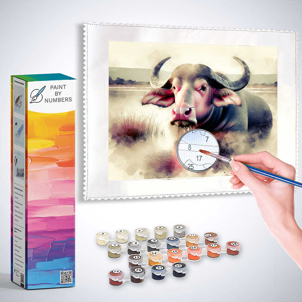 Paint by Numbers - Watercolor water buffalo