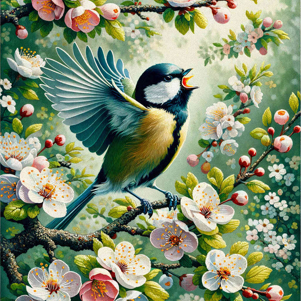 Tits in flowers - Paint by Numbers