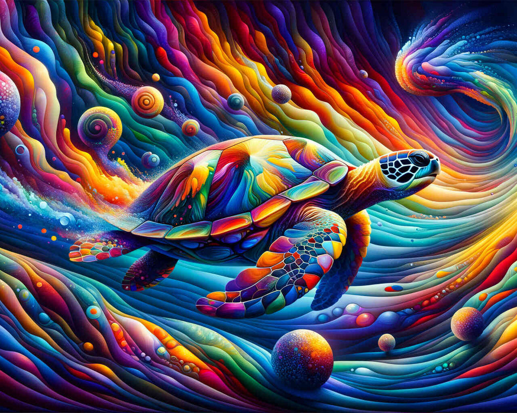 Paint by Numbers - Turtle, colorful and abstract