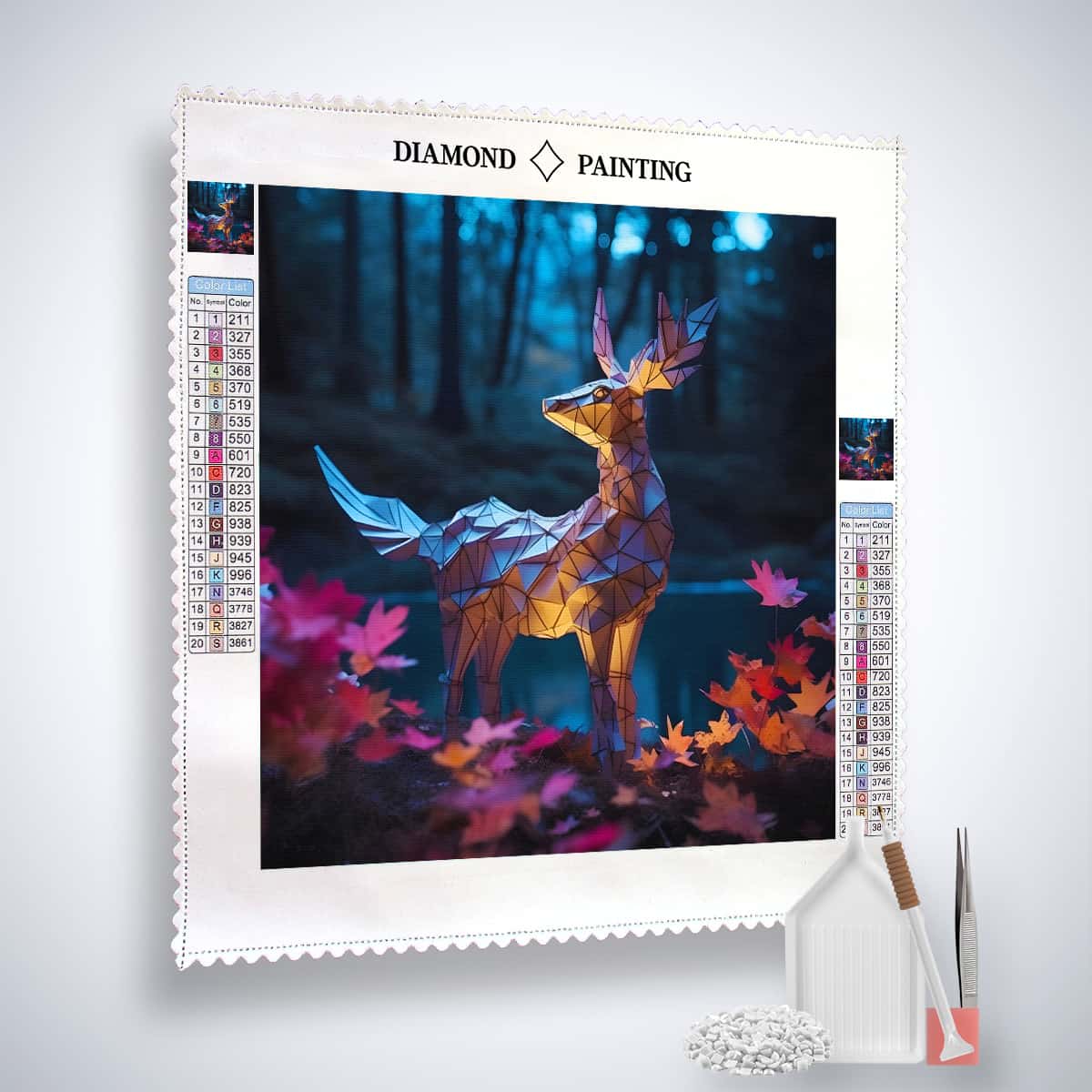 Diamond Painting - Mystisches Reh im Wald - gedruckt in Ultra-HD - Hirsch, Neu eingetroffen, Quadratisch, Reh, Tiere