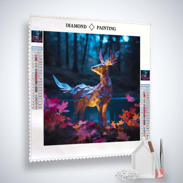 Diamond Painting - Mystisches Reh im Wald - gedruckt in Ultra-HD - Hirsch, Neu eingetroffen, Quadratisch, Reh, Tiere