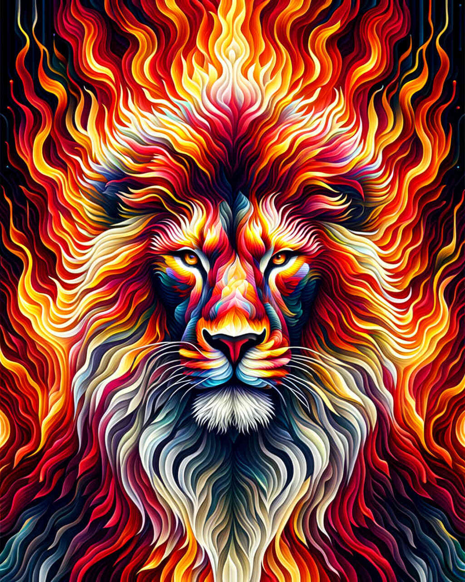 glow in the dark lion - Paint by Numbers