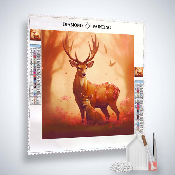 Diamond Painting Kit - Magnificent Stag with Child | Paint by Numbers | Art that Sparkles | Complete Set with Canvas, Diamonds, and Tools