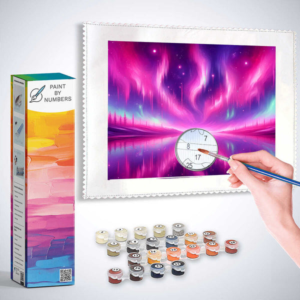 Paint by Numbers - Northern lights in pink