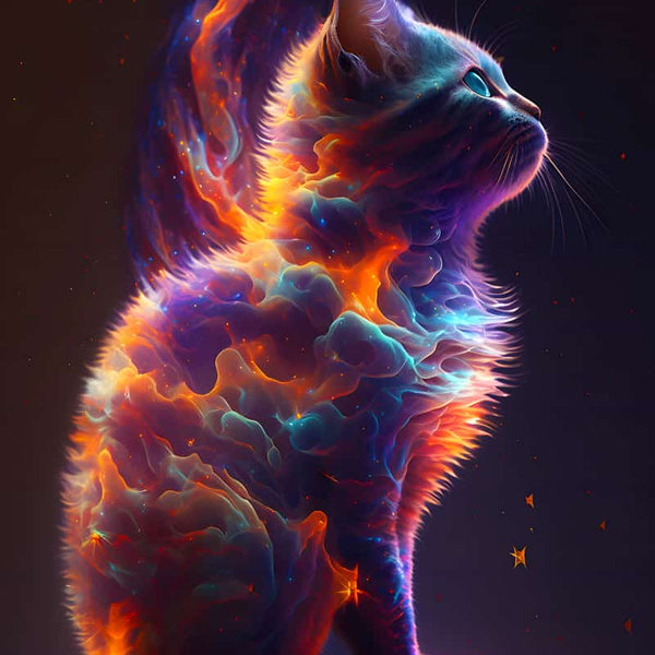 AB Diamond Painting - Rainbow Cat Paint by Numbers Kit - Colorful Cat with Sparkling Art.
