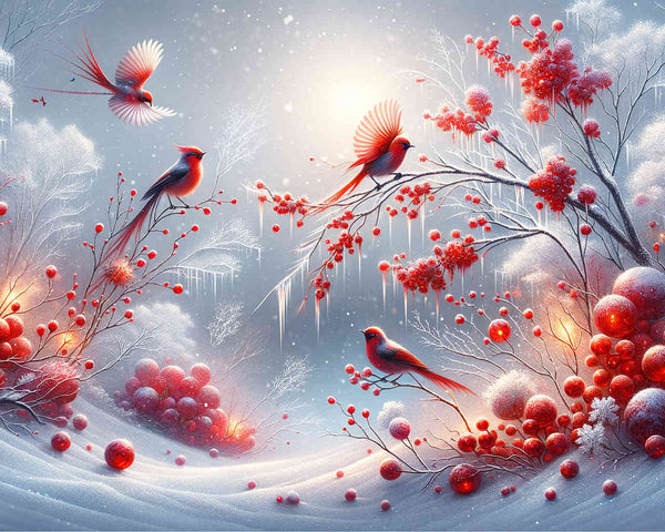 Birds in winter - Paint by Numbers