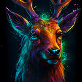 Paint by Numbers Deer Portrait Dark with Vibrant Colors - Diamond Painting Kit