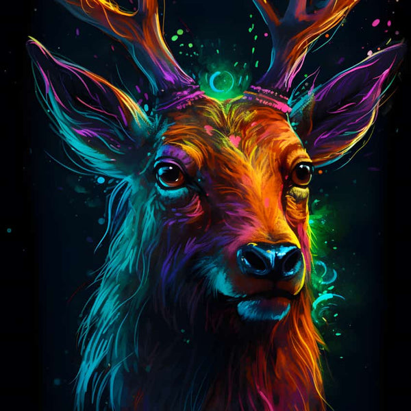Paint by Numbers Deer Portrait Dark with Vibrant Colors - Diamond Painting Kit