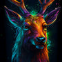 Paint by Numbers Deer Portrait Dark with Vibrant Colors - Diamond Painting Kit