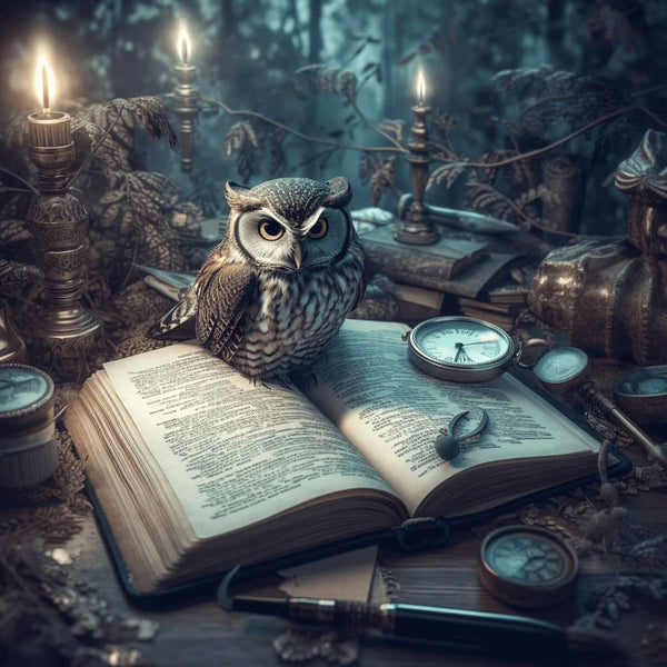 Malen nach Zahlen - Eule auf Buch - hochwertige Leinwand - 170523, eule, fantasy, harry potter, Neu eingetroffen, Quadratisch, tiere