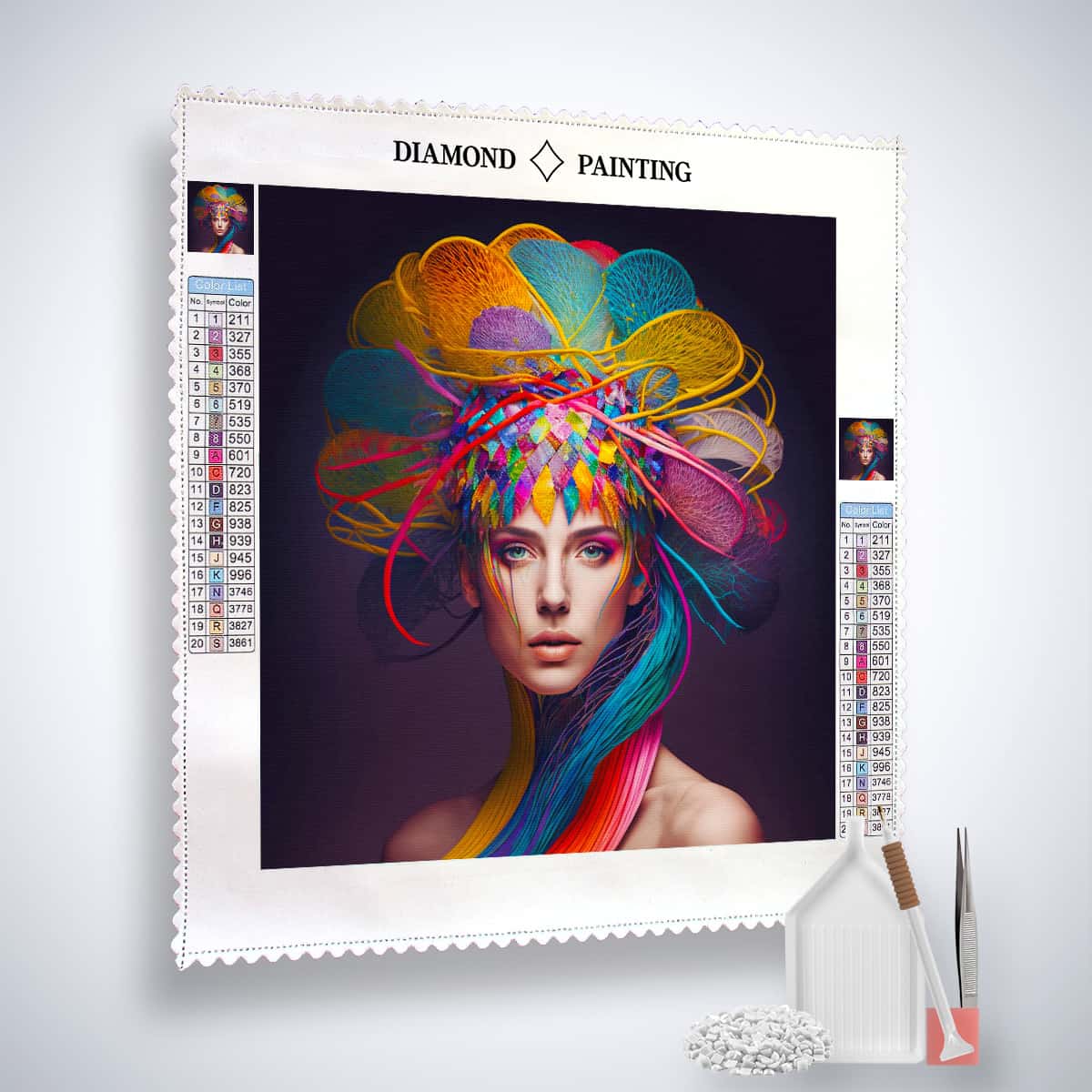 Diamond Painting - Frau mit Kopfschmuck - gedruckt in Ultra-HD - Menschen, Neu eingetroffen, Quadratisch