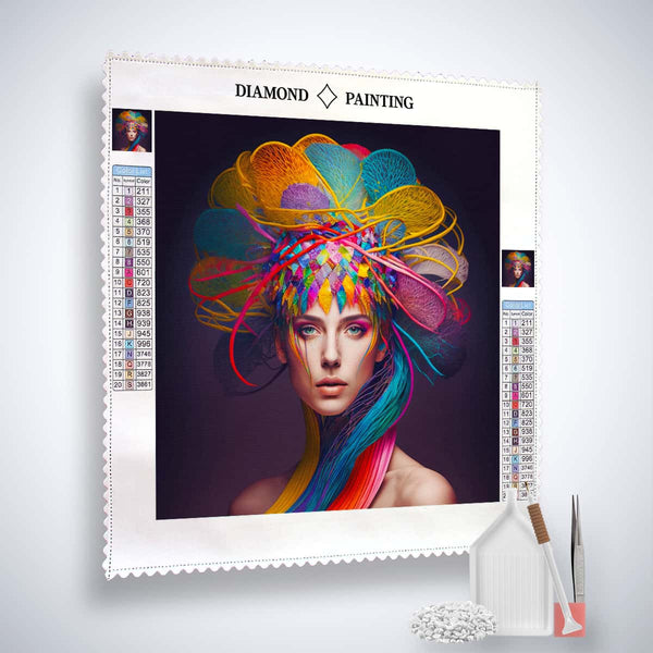 Diamond Painting - Frau mit Kopfschmuck - gedruckt in Ultra-HD - Menschen, Neu eingetroffen, Quadratisch
