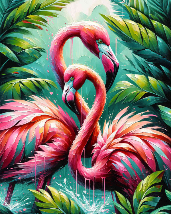 Flamingo, mother with child - Paint by Numbers