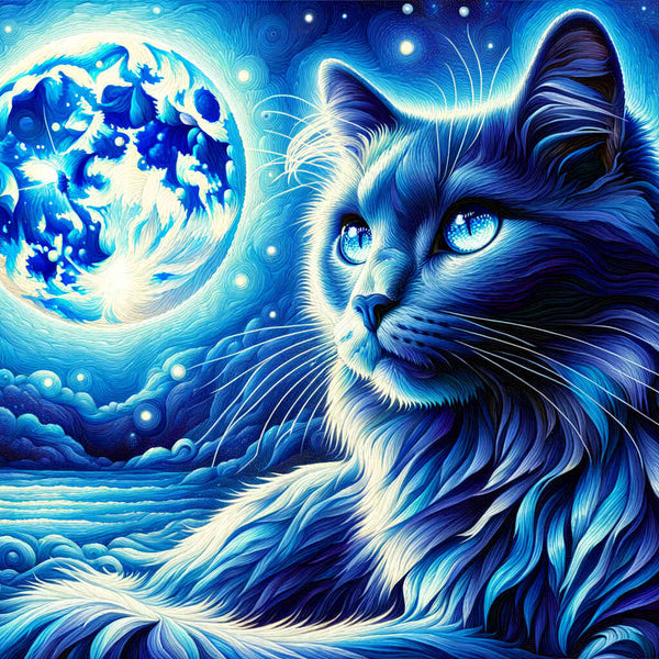 Cat in night blue - Paint by Numbers