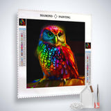 AB Diamond Painting - Eule Frontal bei Nacht - gedruckt in Ultra-HD - AB Diamond, Eule, Neu eingetroffen, Quadratisch, Tiere
