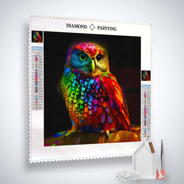 AB Diamond Painting - Eule Frontal bei Nacht - gedruckt in Ultra-HD - AB Diamond, Eule, Neu eingetroffen, Quadratisch, Tiere