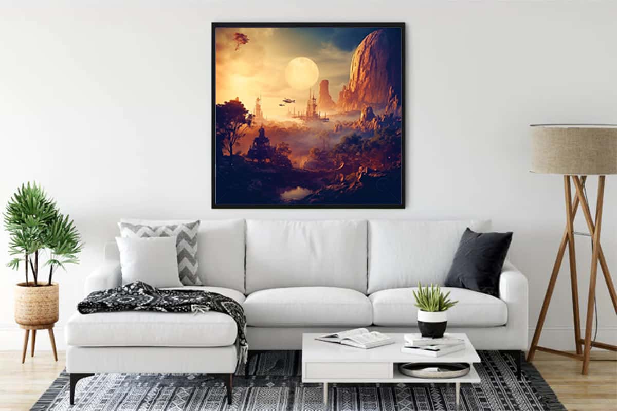 Malen nach Zahlen - Fantasylandschaft Yellow - hochwertige Leinwand - 170523, fantasy, landschaft, Neu eingetroffen, Quadratisch, star wars