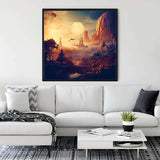 Malen nach Zahlen - Fantasylandschaft Yellow - hochwertige Leinwand - 170523, fantasy, landschaft, Neu eingetroffen, Quadratisch, star wars