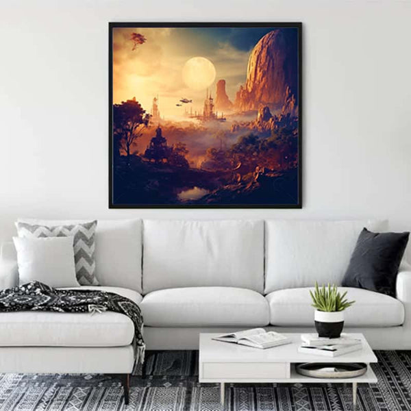 Malen nach Zahlen - Fantasylandschaft Yellow - hochwertige Leinwand - 170523, fantasy, landschaft, Neu eingetroffen, Quadratisch, star wars