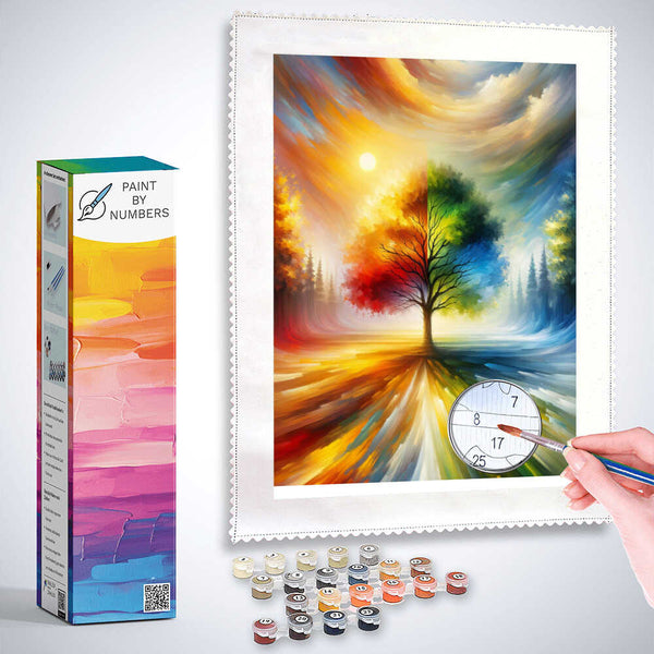 Paint by Numbers - Seasons tree, sun