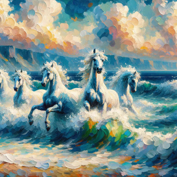 White horses, sea - Paint by Numbers