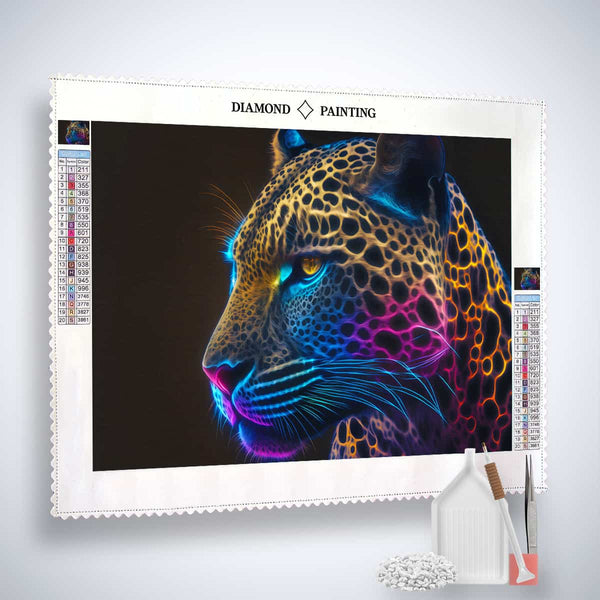 AB Diamond Painting Leopard Color Play - Paint by Numbers Kit with Vibrant Acrylic Diamonds and Tools