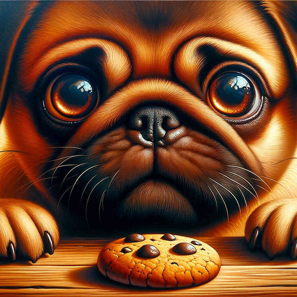Dog, Pug with cookie - Paint by Numbers